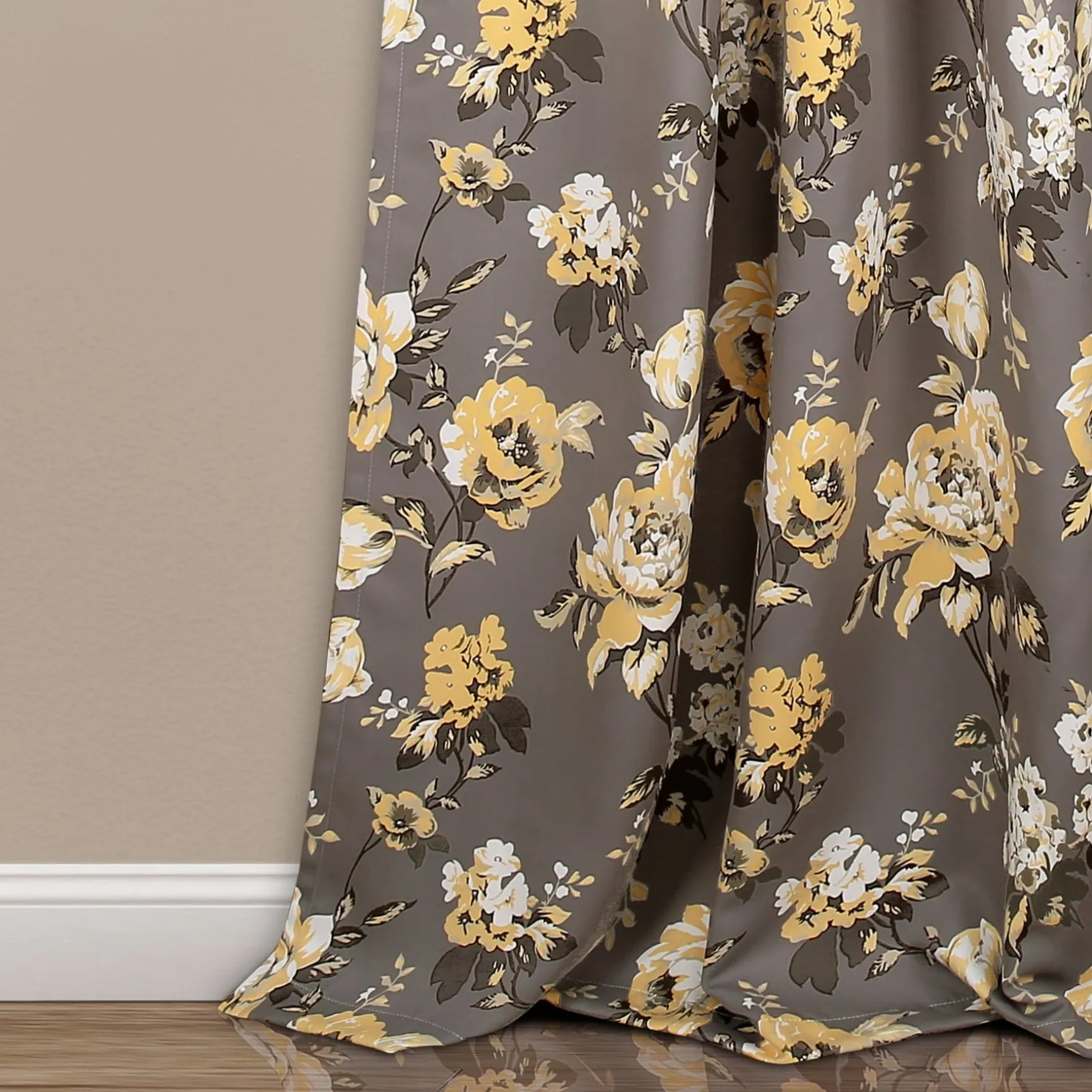 Tania Floral Light Filtering Window Curtain Panel Set