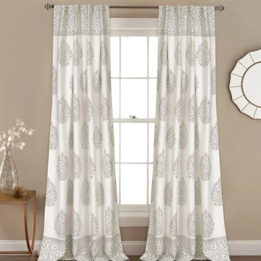 Teardrop Leaf Light Filtering Window Curtain Panel Set