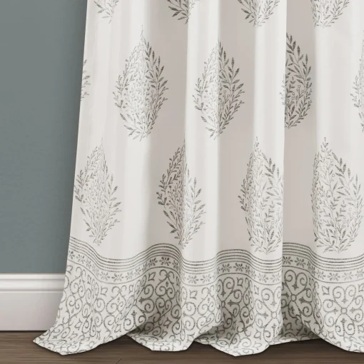 Teardrop Leaf Light Filtering Window Curtain Panel Set