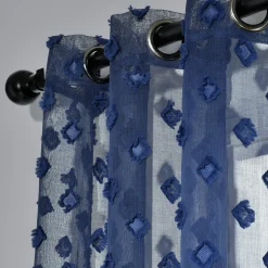 Textured Dot Grommet Sheer Window Curtain Panel Set
