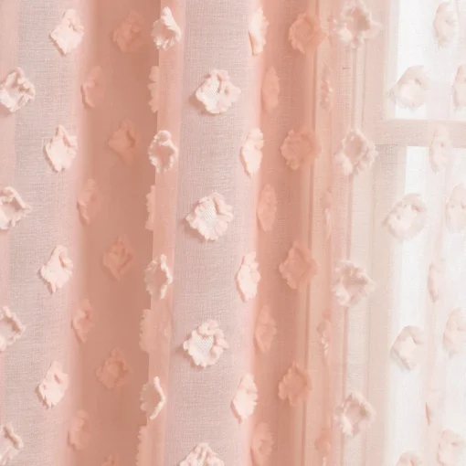 Textured Dot Grommet Sheer Window Curtain Panel Set