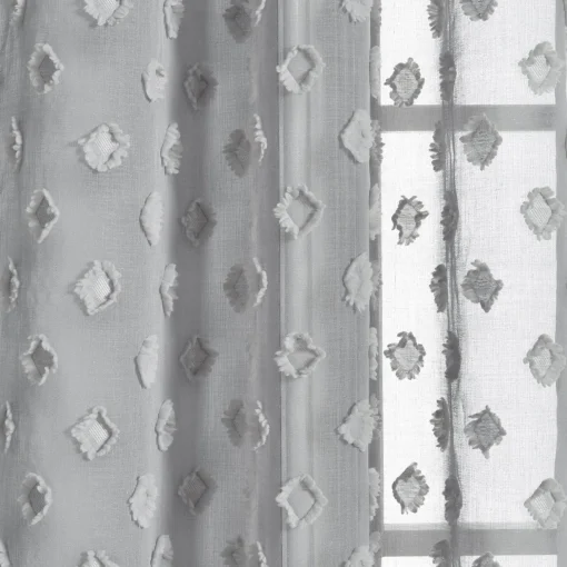Textured Dot Grommet Sheer Window Curtain Panel Set