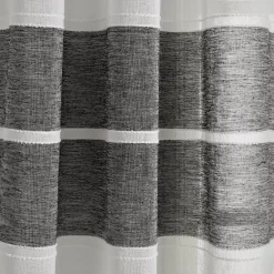 Textured Stripe Grommet Sheer Window Curtain Panel Set