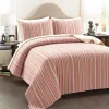Tracy Stripe Pick Stitch Kantha Yarn Dyed Cotton Woven Quilt/Coverlet Set