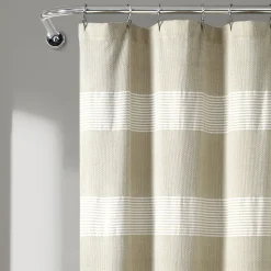 Tucker Stripe Yarn Dyed Knotted Tassel Shower Curtain
