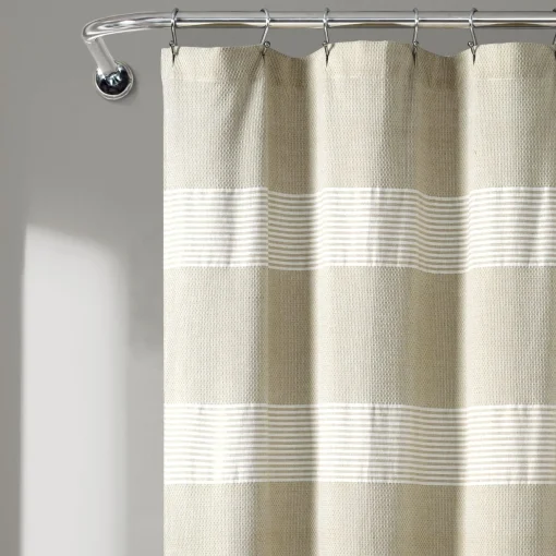 Tucker Stripe Yarn Dyed Knotted Tassel Shower Curtain