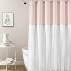 Tulle Skirt Colorblock Shower Curtain