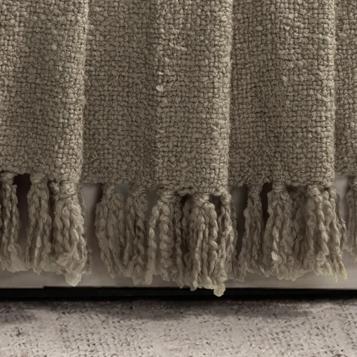 Tulum Boucle Textured Woven Fringed Throw Blanket