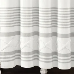 Urban Diamond Stripe Woven Tufted Recycled Cotton Blend Shower Curtain