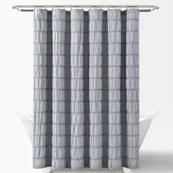 Waffle Stripe Woven Cotton Shower Curtain