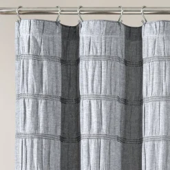 Waffle Stripe Woven Cotton Shower Curtain