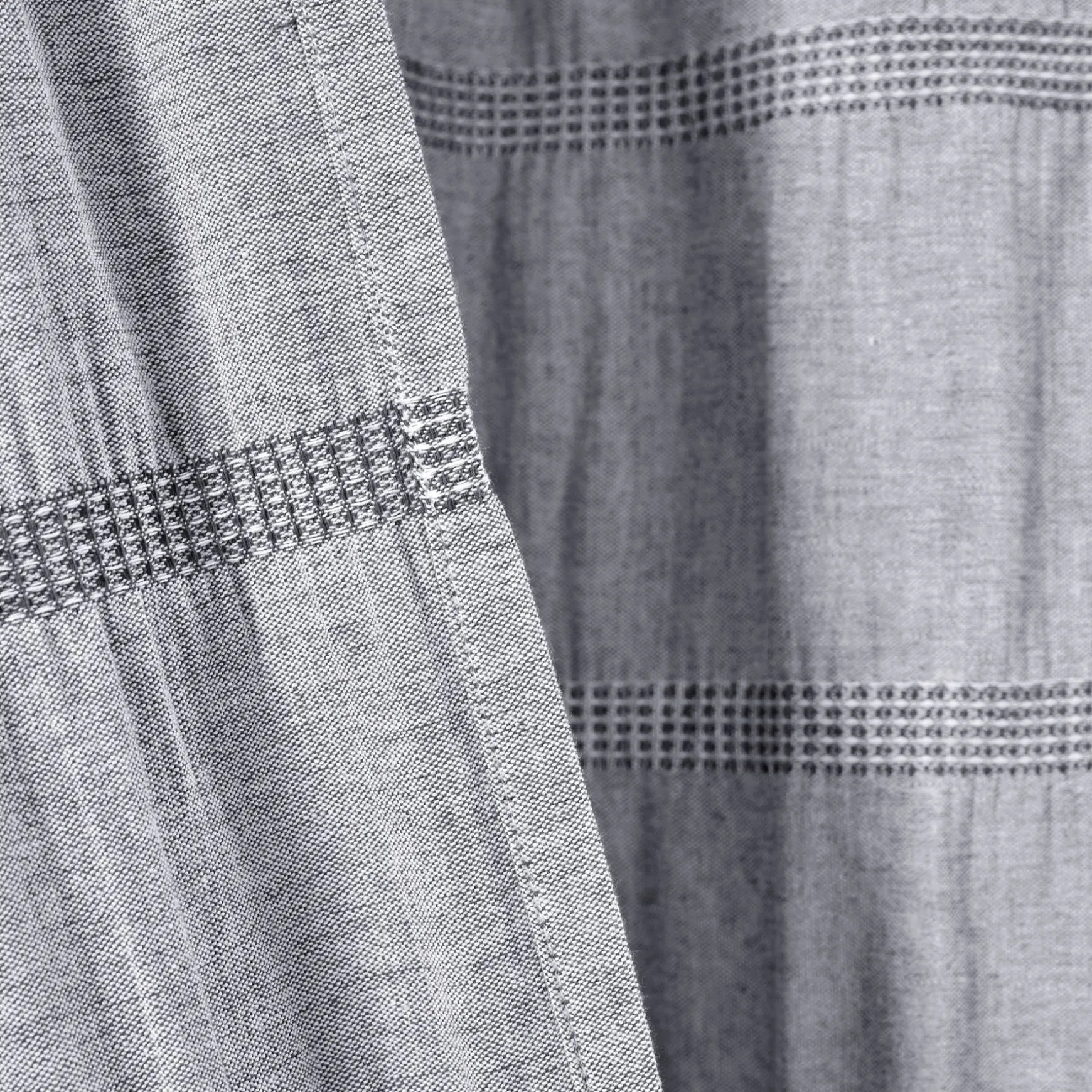 Waffle Stripe Woven Cotton Shower Curtain