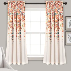 Weeping Flower Light Filtering Window Curtain Set