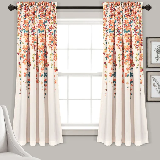 Weeping Flower Light Filtering Window Curtain Set