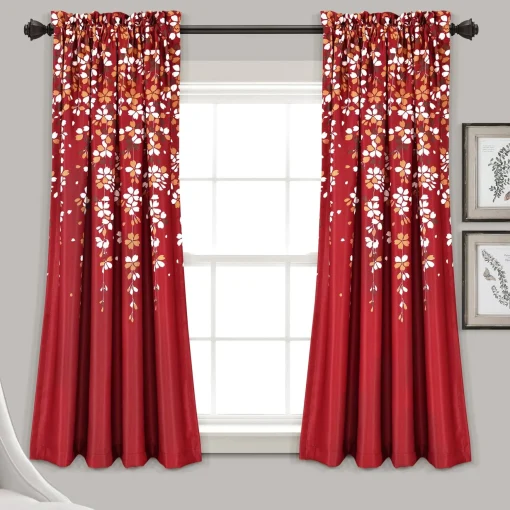 Weeping Flower Light Filtering Window Curtain Set