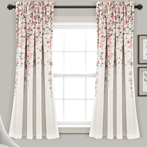 Weeping Flower Light Filtering Window Curtain Set