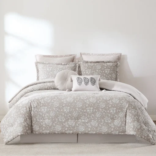Zara Floral Block Cotton Comforter 8Pc Set