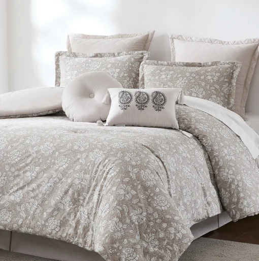 Zara Floral Block Cotton Comforter 8Pc Set