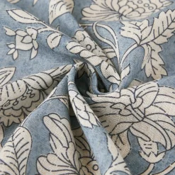 Zara Floral Block Linen Textured Shower Curtain