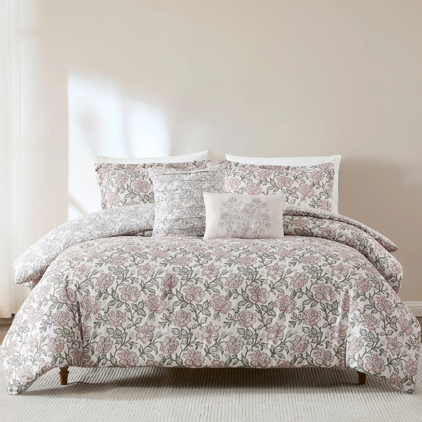 Zara Floral Block Reversible Comforter 5Pc Set