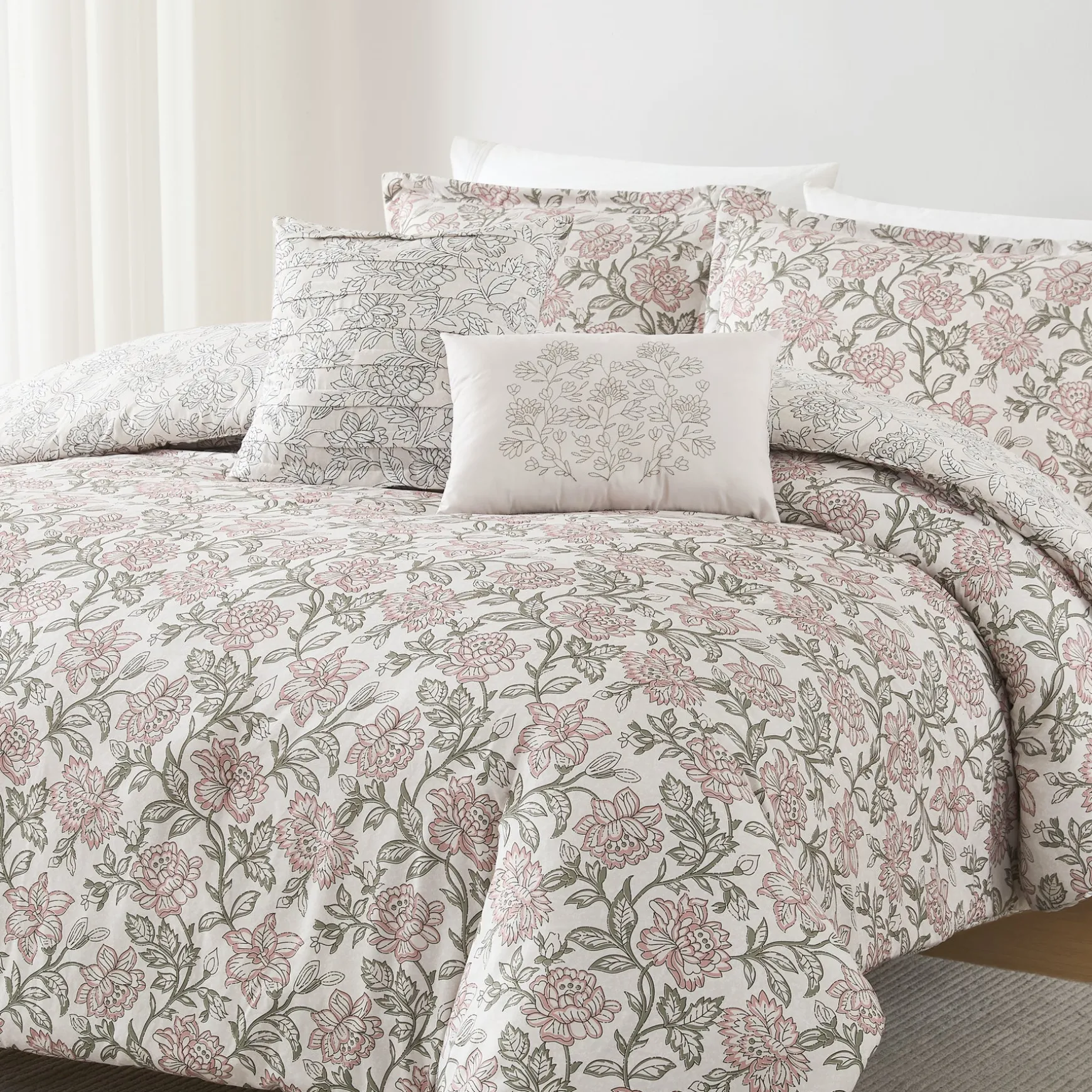 Zara Floral Block Reversible Comforter 5Pc Set