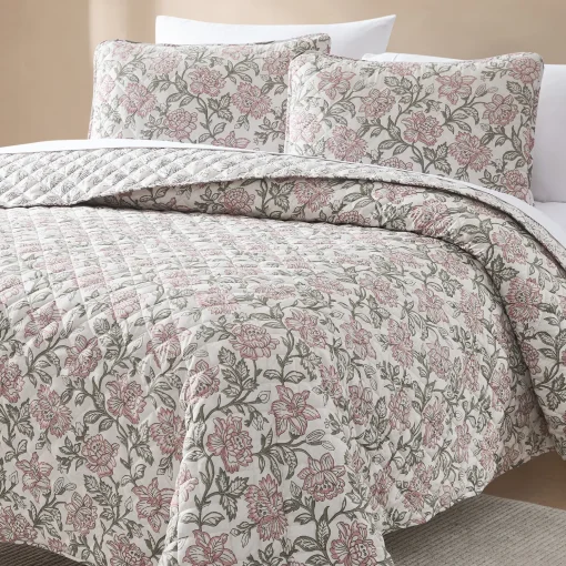 Zara Floral Block Reversible Quilt Set