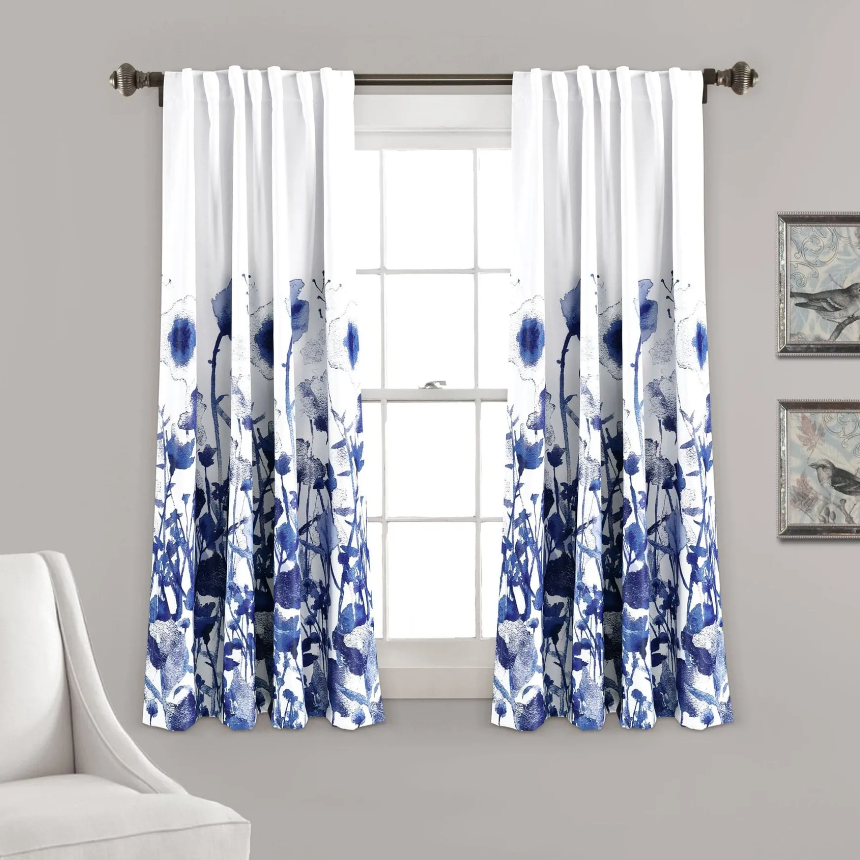 Zuri Flora Light Filtering Window Curtain Panel Set