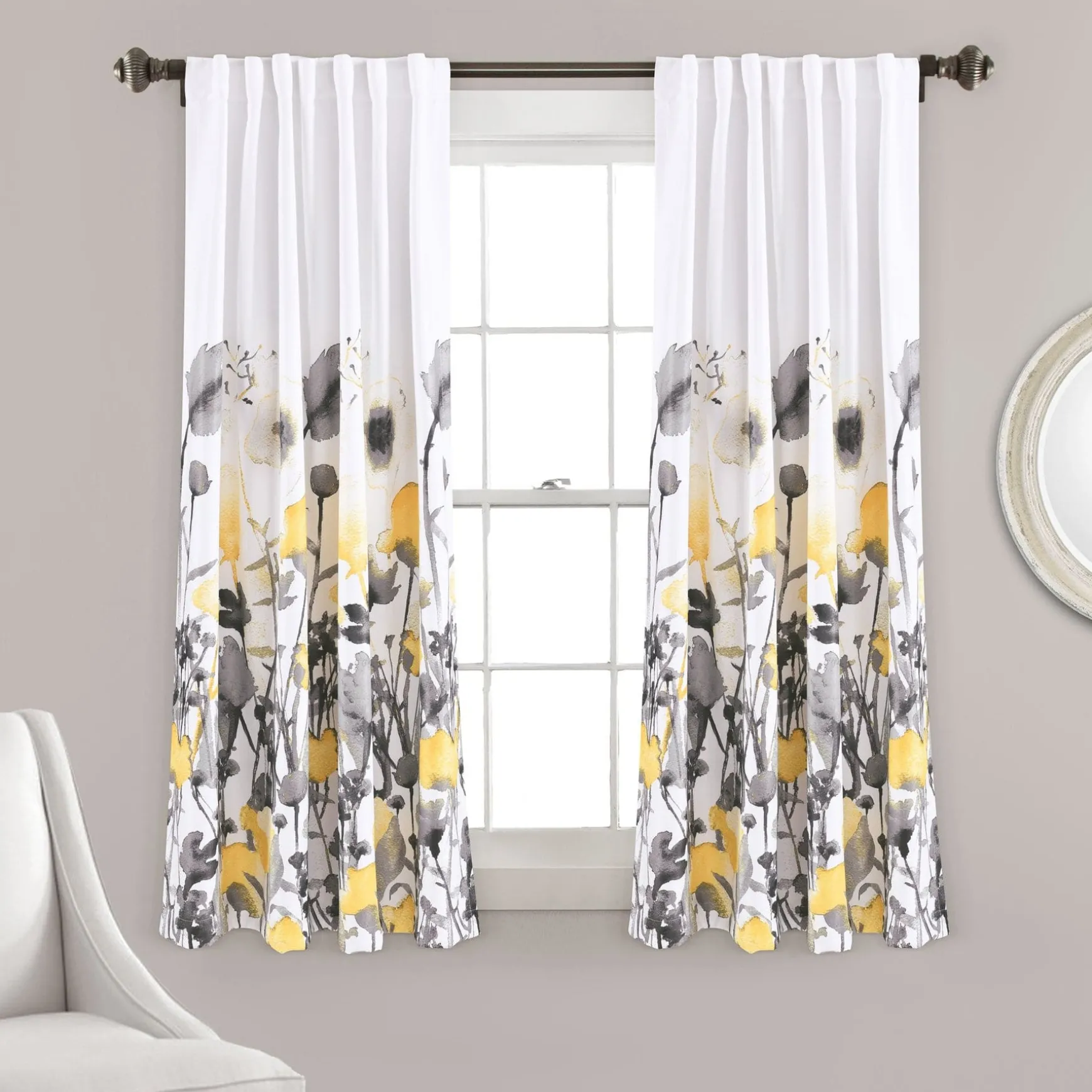 Zuri Flora Light Filtering Window Curtain Panel Set