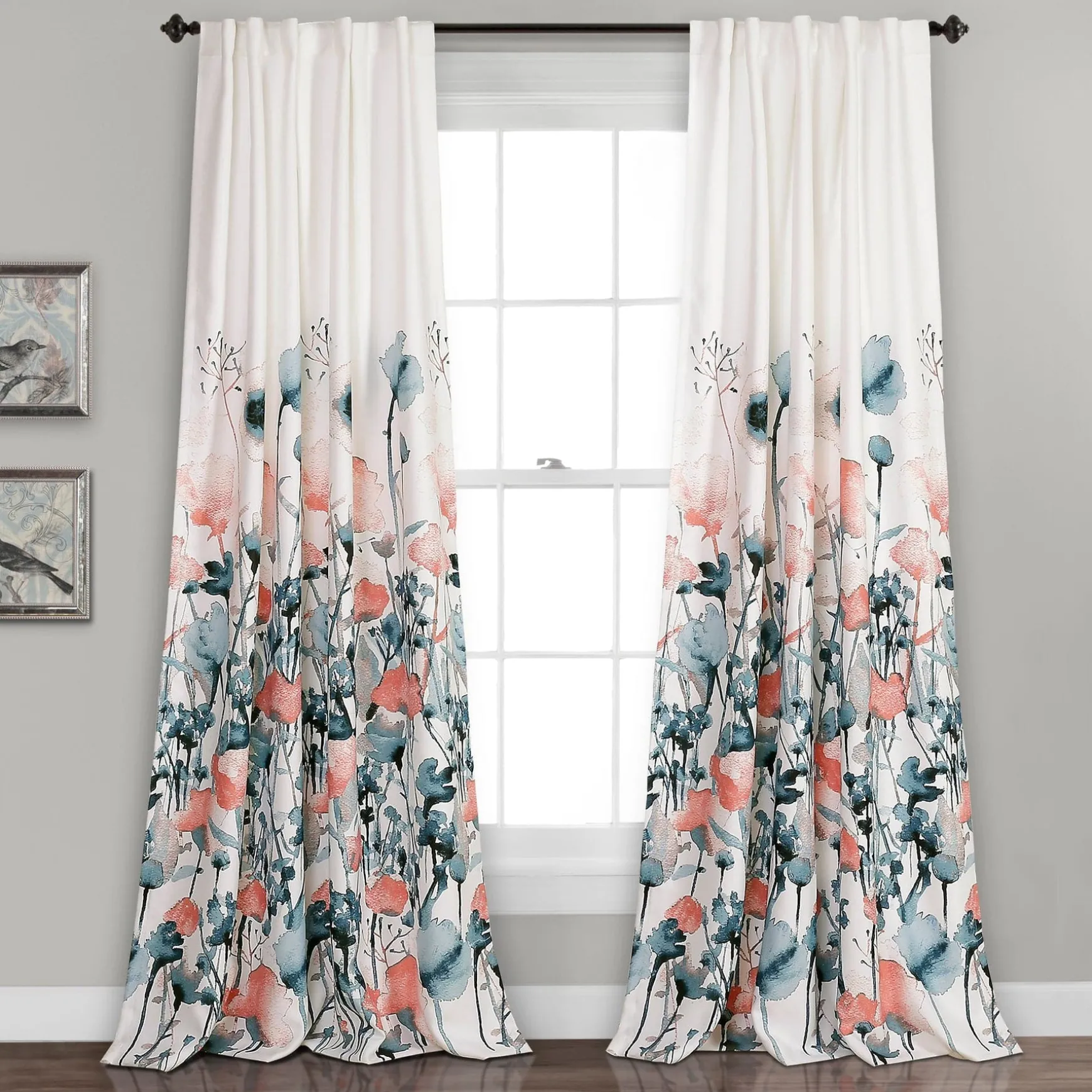 Zuri Flora Light Filtering Window Curtain Panel Set