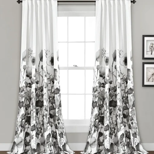 Zuri Flora Light Filtering Window Curtain Panel Set