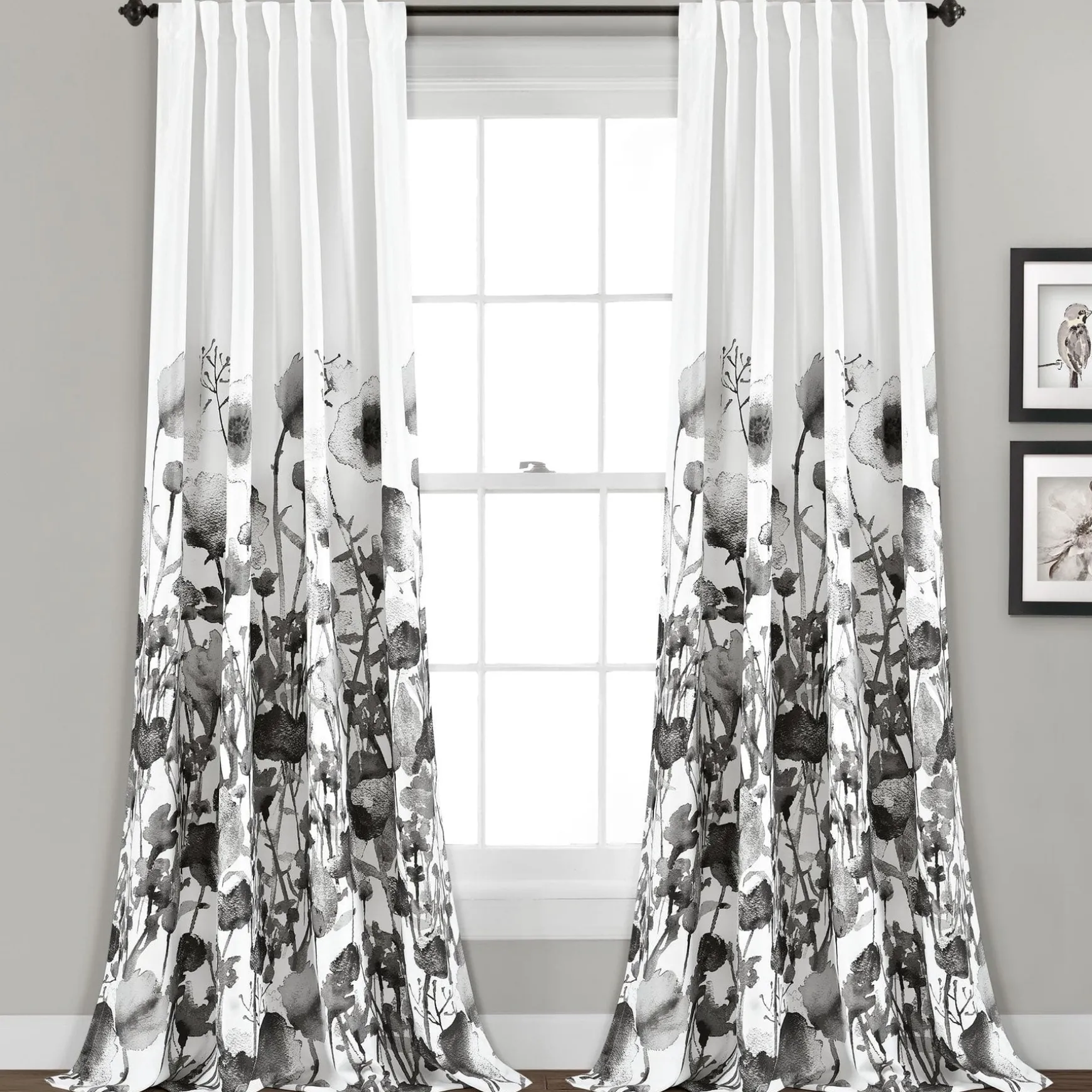 Zuri Flora Light Filtering Window Curtain Panel Set