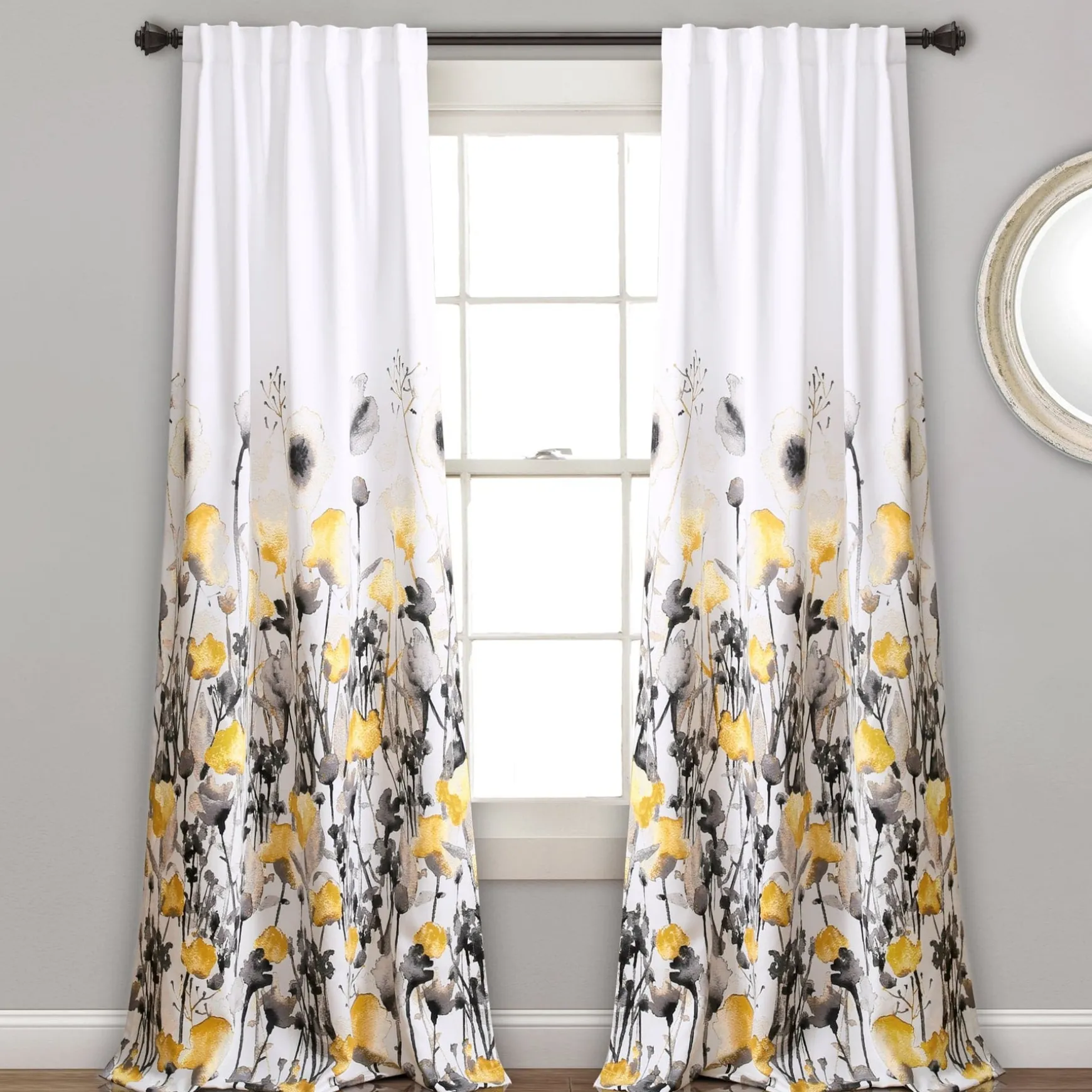 Zuri Flora Light Filtering Window Curtain Panel Set