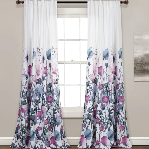 Zuri Flora Light Filtering Window Curtain Panel Set