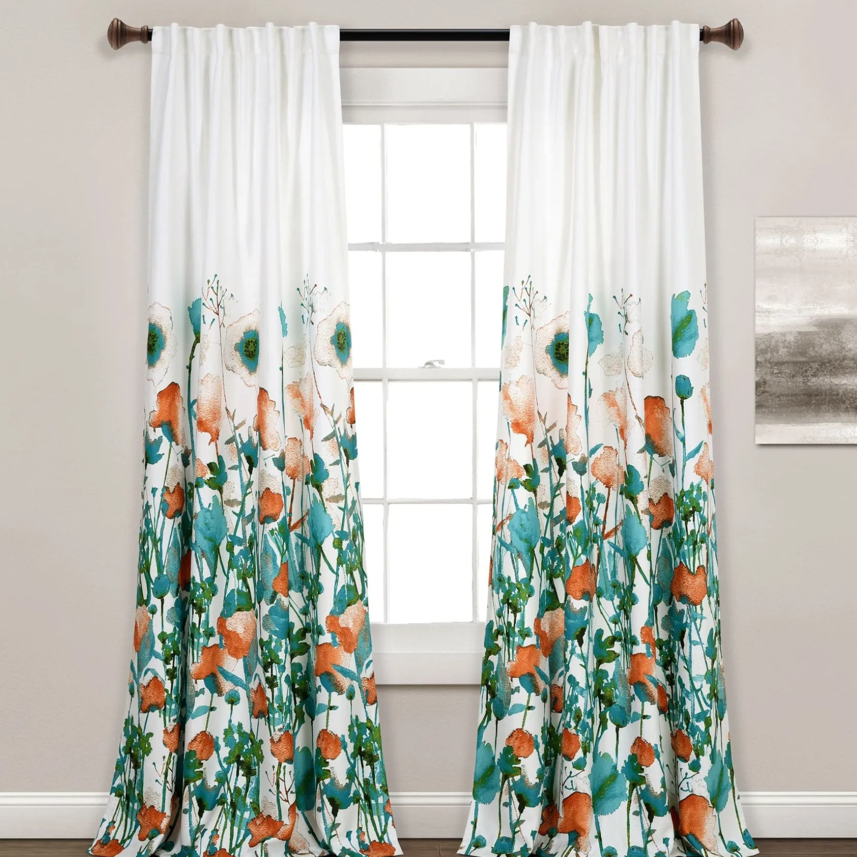 Zuri Flora Light Filtering Window Curtain Panel Set